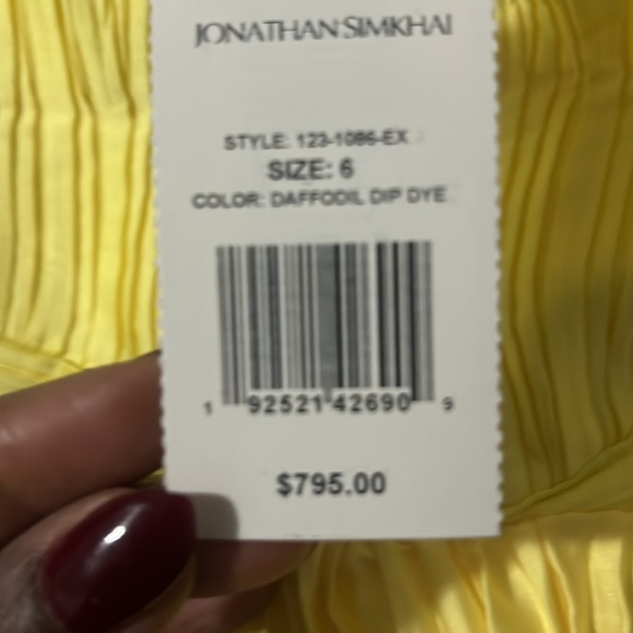 Jonathan Simkhai MilenaMaxi GownSize 6 Daffodil Dip Dye Multi-Color Plissé NWT - Picture 4 of 5